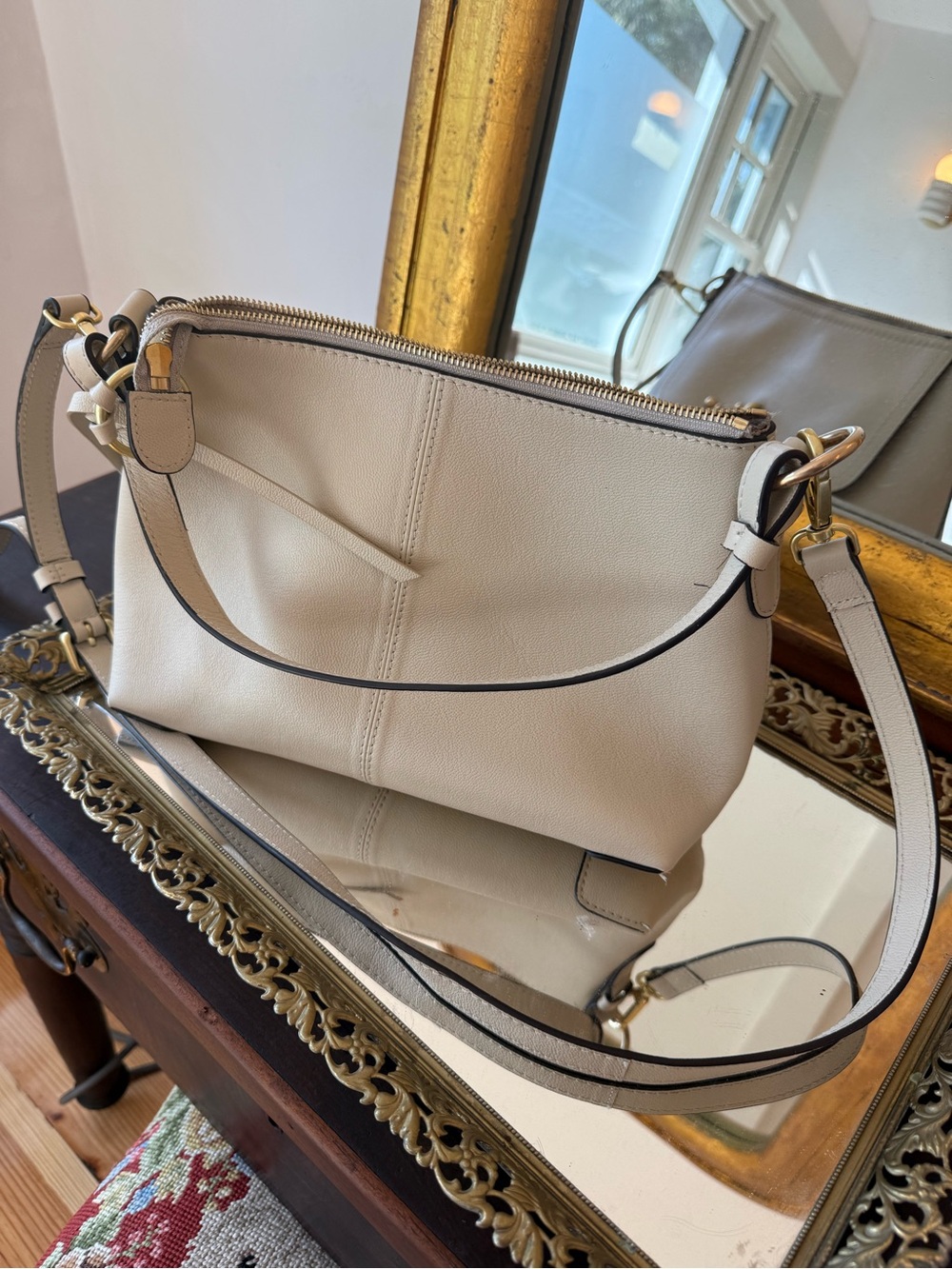 See By Chloe Beige Leather Crossbody with Braided Ring - Picture 2 of 6